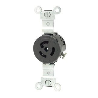 Ca18157 Single Locking Receptacle, 15 Amp, 277 VAC, 2P3W, NEMA L7-15R, Nylon, Black