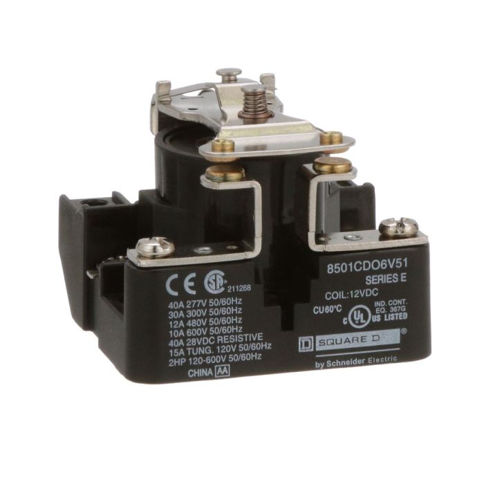 Power Relay, SPST, 1NO and 0NC, 2.0 HP, 30 A resistive at 300 VAC, 12 VDC  coil