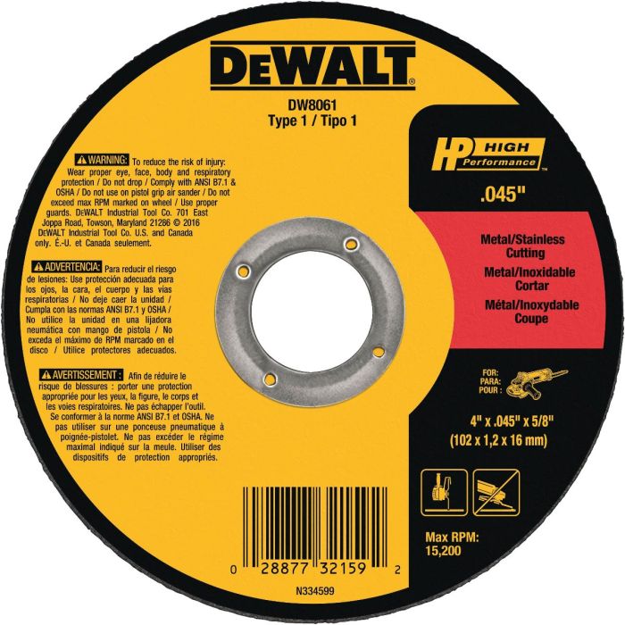 Dewalt 6 inch cut off wheel clearance