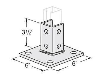 Post Base 6 Inch Square x 3-1/2 Inch High 304 Stainless Steel