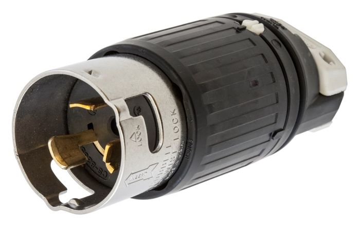 250V 50A 2P3W Black and White Non-NEMA Grounding Plug