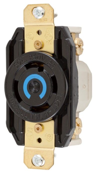 Hubbell Kellems HBL2720 250VAC 3Phase 30A 3P4W L15-30R Black Nylon