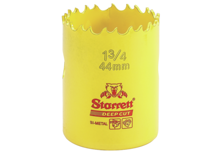 Starrett Bi-Metal Deep Cut Hole Saw, 1-3/4 inch,44mm DCH0134-G