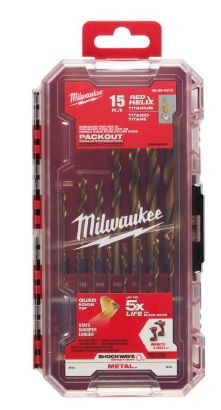 Milwaukee Shockwave Titanium Drill Bit Set - 10 Piece Red Helix Impact Duty Kit