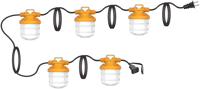 50 Ft. LED String Light, 50W, 120V, 5000K, 6000 Lumens, 50,000 HRS