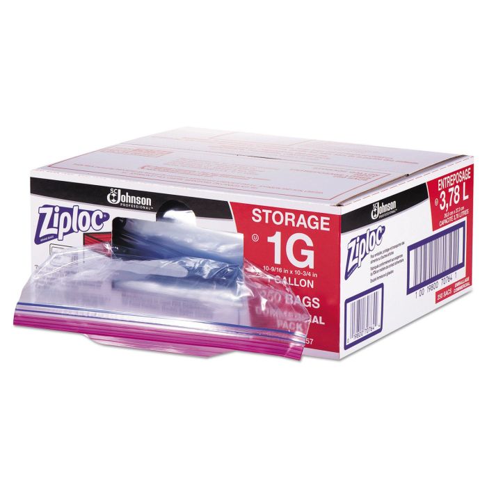 Campbell Approved Supplier SJN682257 Double Zipper Bags, Plastic, 1 Gallon,  1.75mil, Clear W/writeon Panel, 250/box