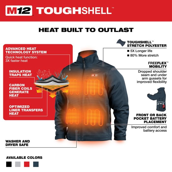 M12 Black Heated Toughshell Jacket Kit Size Large