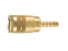 1/4 Inch Quick Connect X 3/8 Inch Hose Barb 300 PSI Brass Quick Coupler