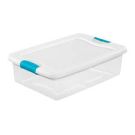 Storage Tote 32 Quart Capacity - Clear With White Lid - 13-3/4 Inch Length X 16 Inch Width X 6-7/8 Inch Height