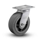 Caster 6 Inch X 2 Inch Wheel 600 Lb Capacity Swivel Extra Soft Grey High Performance Rubber No Brake 4 Inch X 4-1/2 Inch Mounting