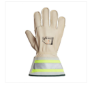 Heavy-Duty Lineman Gloves with Short 2-Inch High-Visibility Cuffs - Medium - ANSI 4 Abrasion - ANSI 5 Puncture