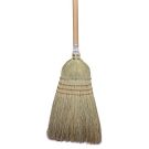Heavy Duty Upright Broom, 57 in OAL, 18 in Trim, Wire Banded, Corn/Fiber Bristle, Wood Handle