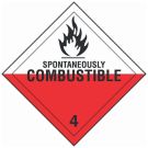 Spontaneously Combustible 4 Sign - Polycoated Tagstock, For Use In Placard Holders - Black/Red on White - 10.75 x 10.75