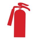 Fire Extinguisher Sign - Self-Sticking Polyester - Red on White - 7 x 7