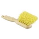Utility Brush, Polypropylene Fill, 8 1/2" Long, Tan Handle Stiff bristles. Comfortable handle with finger notches. Lanyard hole.