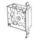 4" SQ Steel Box, 2-1/8 Deep, 1/2 - 3/4 KOs, Welded, w/ Vertical Bracket
