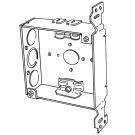 4" SQ Steel Box, 1-1/2 Deep, 1/2 - 3/4 KOs, Welded, w/ Vertical Bracket