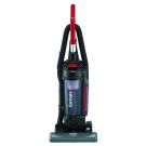 Upright Vacuum with dust cup and sealed HEPA filtration. Sanitaire FORCE QuietClean bagless vacuum, black.