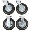 Pneumatic Rigid And Swivel Plate 8 Inch Casters For Rubbermaid Carts - Set Of 4