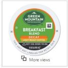 Coffee Decaf Breakfast Blend K-Cups Green Mountain Light Roast, 24 per Box