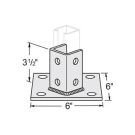 Post Base 6 Inch Square x 3-1/2 Inch High Diagonal Zinc Plated