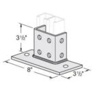 Post Base 8 Inch Long x 3.5 Inch Wide x3.5 Inch High Flush 2-Channel Zinc Plated