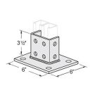 Post Base 6 Inch Square x 3-1/2 Inch High 2-Channel Zinc Plated