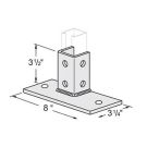 Post Base 8 Inch Long x 3-1/4 Inch Wide x 3-1/2 Inch High Flush Zinc Plated