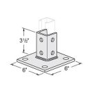 Post Base 6 Inch Square x 3-1/2 Inch High Zinc Plated