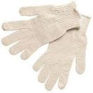 String Knit Work Gloves 7 Gauge Regular Weight Natural Cotton Polyester Fabric Hemmed Cuff