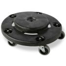 18.2" X 6.6" 250lb Black 4 Caster Container Dolly For 20, 32, 44 And 50 Gallon Containers