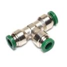 Prestolok PLP Union Tee 3/8 inch Tube, 300 PSI, Nickel Plated Brass