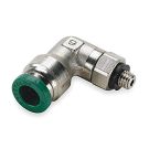 Prestolok PLP Male Elbow Swivel 5/32 (4mm) inch Tube to 10/32 NPTF, 300 PSI, Nickel Plated Brass