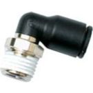 Prestolok PLP Male Elbow Swivel 1/8 inch Tube to 10/32 NPT/UNF, 290 PSI, Black Composite