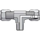 1/4 Inch Male Flareless X 1/4 Inch Male Flareless X 1/8 Inch Male NPTF 5000 PSI Steel Tube Tee