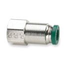 Prestolok PLP Female Connector 3/8 inch Tube to 1/4 inch NPTF, 300 PSI, Nickel Plated Brass