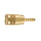 1/4 Inch Quick Connect X 3/8 Inch Hose Barb 300 PSI Brass Quick Coupler