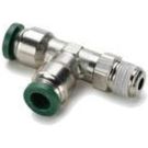 Push to Connect Male Run Tee Swivel Tee 3/8 Inch Tube to 3/8 Inch NPT, 300 PSI, Brass