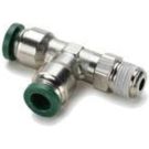 Push to Connect Male Run Tee Swivel Tee 3/8 Inch Tube to 1/4 Inch NPT, 300 PSI, Brass