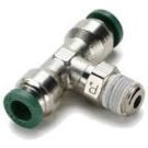 Prestolok PLP Male Branch Tee Swivel 1/4 inch Tube to 1/8 inch NPTF, 300 PSI, Nickel Plated Brass