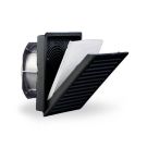 PF 33000 SL Filterfan, Slimline, 115 CFM, 24 VDC, IP 54 NEMA 12, RAL 9011 Black Grill, Size 3, Cut-out Size (in) 6.97 x 6.97