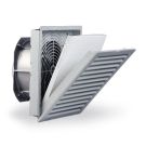 PF 33000 SL Filterfan, Slimline, 115 CFM, 24 VDC, IP 54 NEMA 12, RAL 7035 Light Grey Grill, Size 3, Cut-out Size (in) 6.97 x 6.97