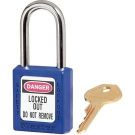 1-1/2" x 1-3/4" Blue Thermoplastic Keyed Different Safety Lockout Padlock