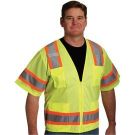 Lime Yellow Polyester Mesh and Solid Tricot Zipper Closure Safety Vest Size 3XL