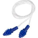 Airsoft™ Reusable Corded Earplugs NRR 27 db Rated, Blue Earplug with White Nylon Cord (50pr/box)