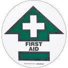 Floor Safety (First Aid) Sign - Anti-skid Polyester - Black/Green on White - 17 Inch Diameter