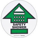 Floor Safety (Safety Shower) Sign - Anti-skid Polyester - Black/Green on White - 17 Inch Diameter