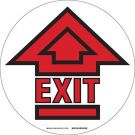 Directional Floor (Exit) Sign - Anti-skid Polyester - Black/Red on White - 17 Inch Diameter