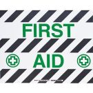 Floor Safety (First Aid) Sign - Anti-skid Polyester - Black/Green on White - 14 x 18