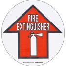Fire Extinguisher Up Arrow Sign - Anti-skid Polyester - Black/Red on White - 17 Inch Diameter